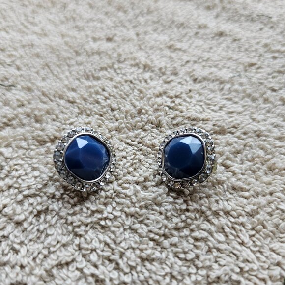 Saphire and glass earrings vintage - Picture 1 of 6